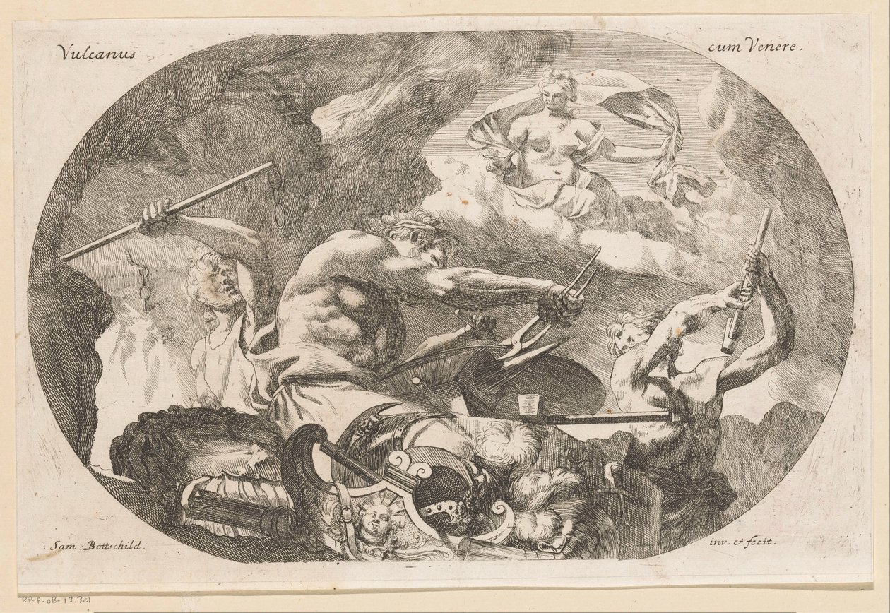 Vulcano y Venus Vulcanus con Venus (título sobre el objeto) Diverse ontwerpen (título de la serie) Varias obras históricas, poéticas e iconológicas (título de la serie) de Samuel Bottschild