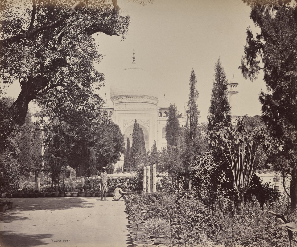Agra. Vista del Taj desde el jardín de Samuel Bourne