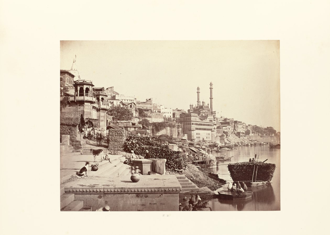 Benarés; la Gran Mezquita de Arungzebe y los Ghats adyacentes de Samuel Bourne