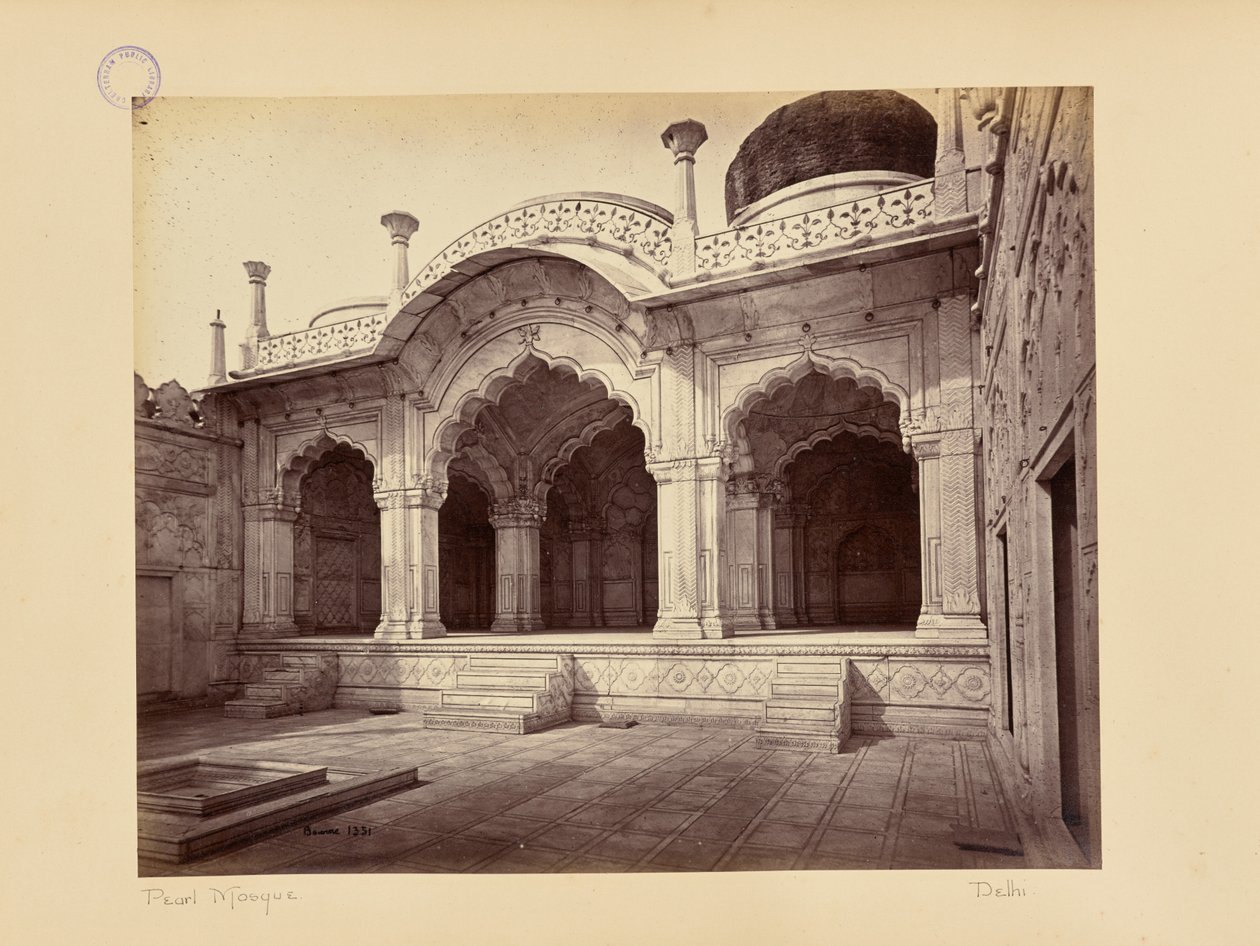 Delhi; el palacio, la Moti Masjid (Mezquita de las Perlas) de Samuel Bourne