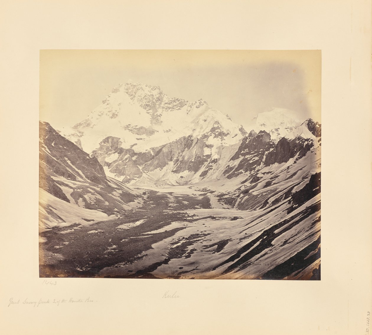 Gran pico nevado, al sur del paso de Hampta de Samuel Bourne
