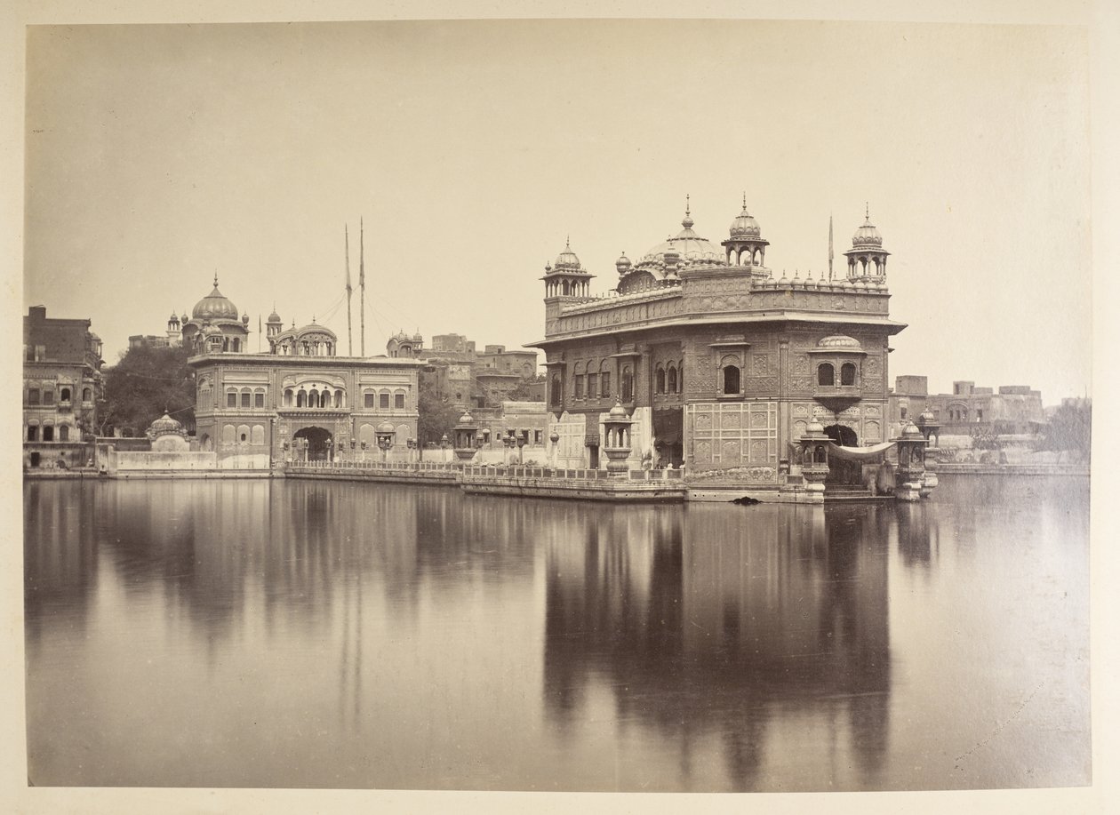 El Templo Dorado, Umritsar.  Fotógrafo: Bourne, Samuel El Templo Dorado, Umritsar.  Fotógrafo: Bourne, Samuel  Álbum de fotografías de la India, principalmente de Samuel Bourne  1864 de Samuel Bourne