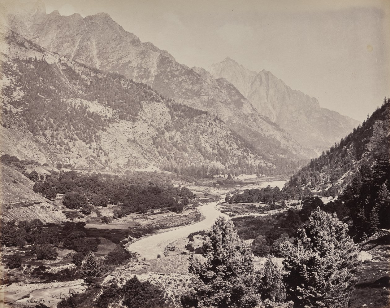 El alto Himalaya. Vista del valle de Buspa desde Sangla de Samuel Bourne