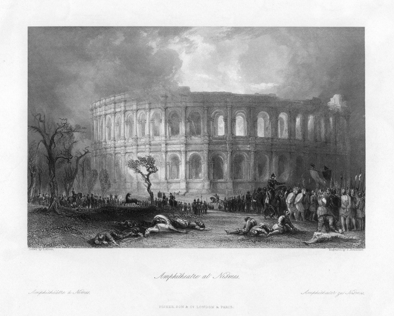 Anfiteatro en Nimes, Francia, siglo XIX de Samuel Bradshaw