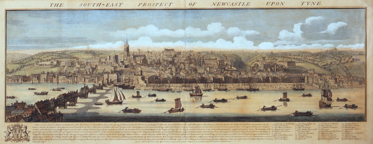 La perspectiva sureste de Newcastle Upon Tyne de Samuel Buck