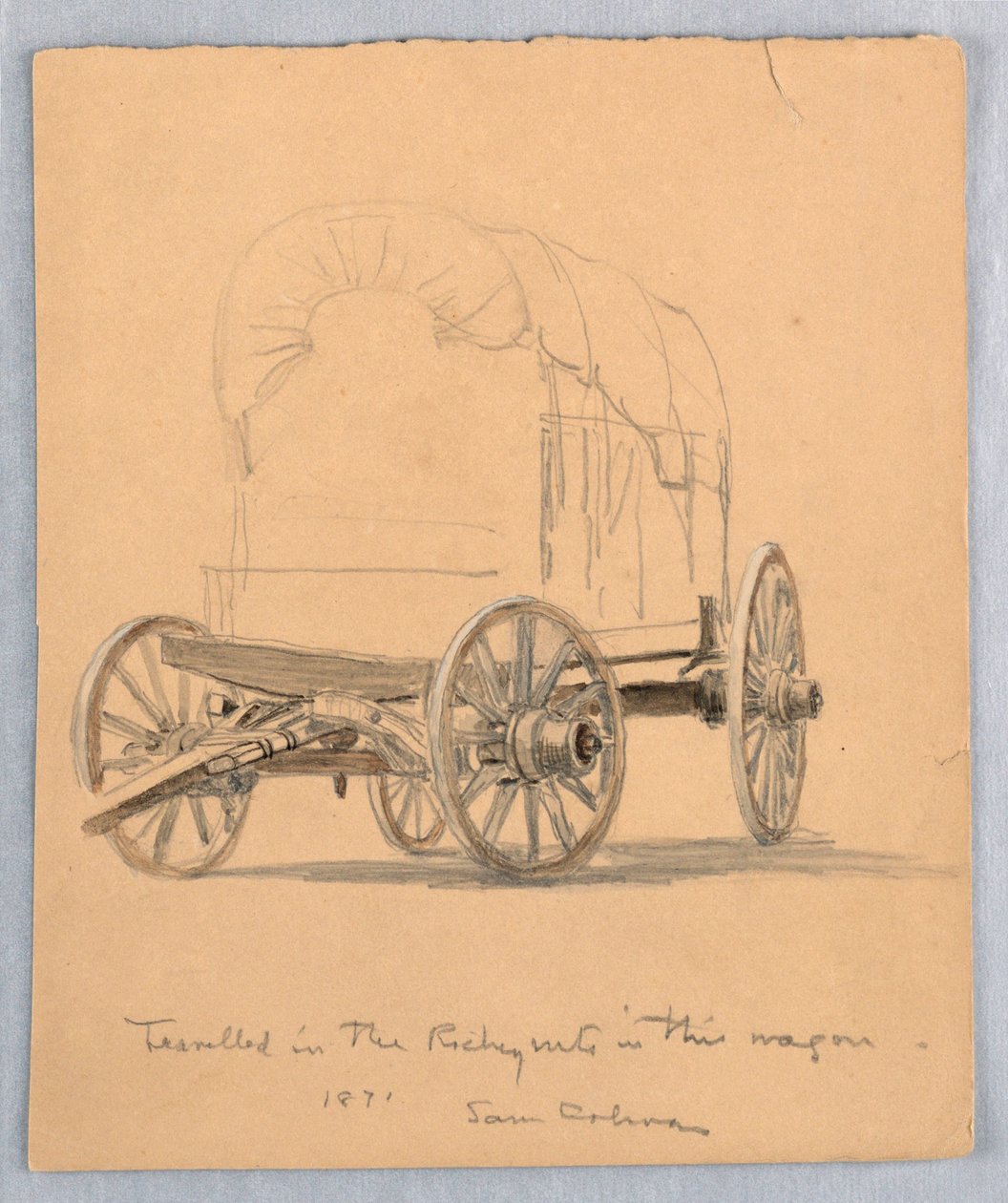 Dibujo, Estudio de vagones cubiertos, 1871 de Samuel Colman