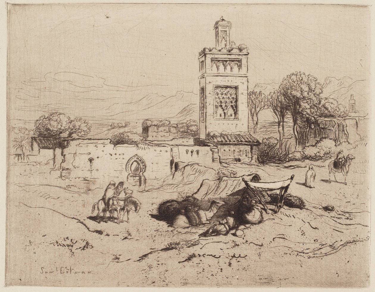 Ruinas de una Mezquita, Tlemcen, Argelia de Samuel Colman