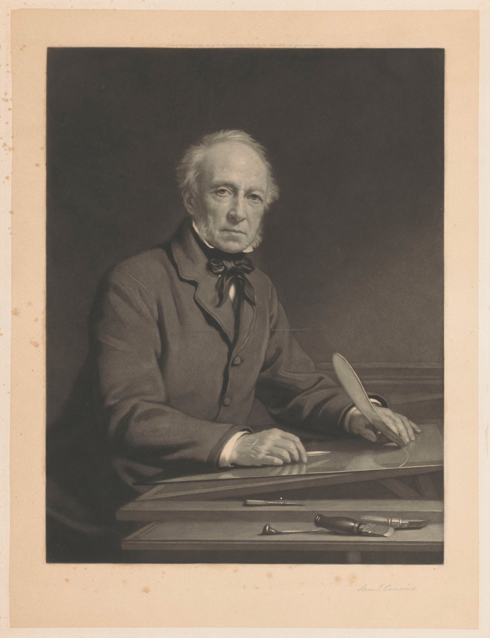 Retrato de Samuel Cousins ​​trabajando en una estampa de Samuel Cousins (signed by artist)