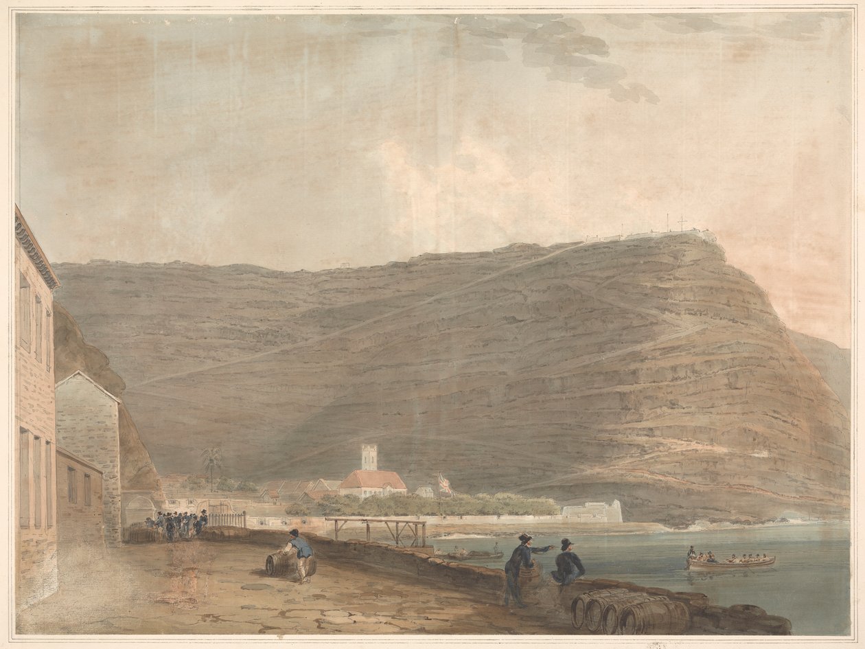 Asentamiento costero inglés rodeado de montañas de Samuel Davis