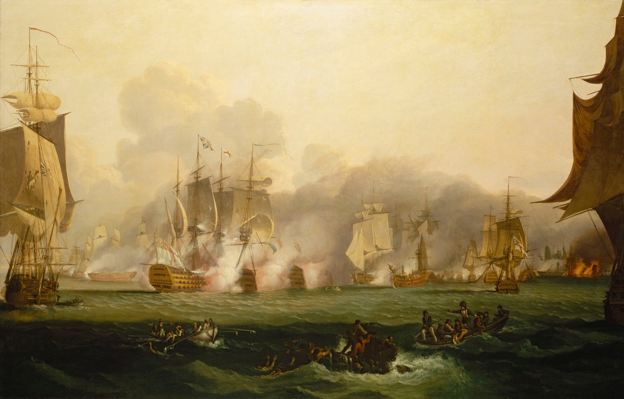 La batalla de Trafalgar, 21 de octubre de 1805, principios del siglo XIX (óleo sobre lienzo) de Samuel Drummond