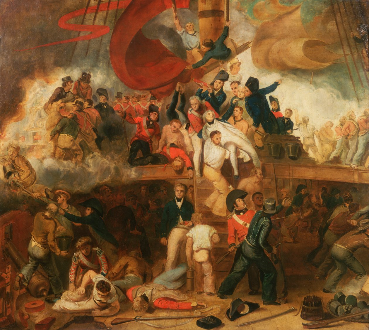 La muerte de Nelson en la batalla de Trafalgar, 21 de octubre de 1805 de Samuel Drummond