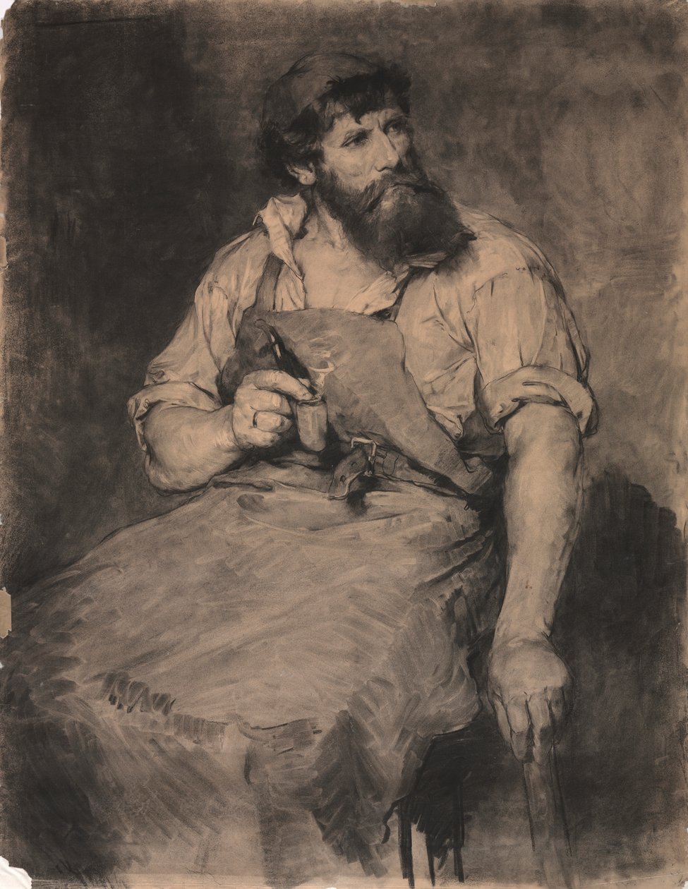 Herrería, estudio para "Das Gericht", c.1883 (carboncillo) de Samuel H. Crone