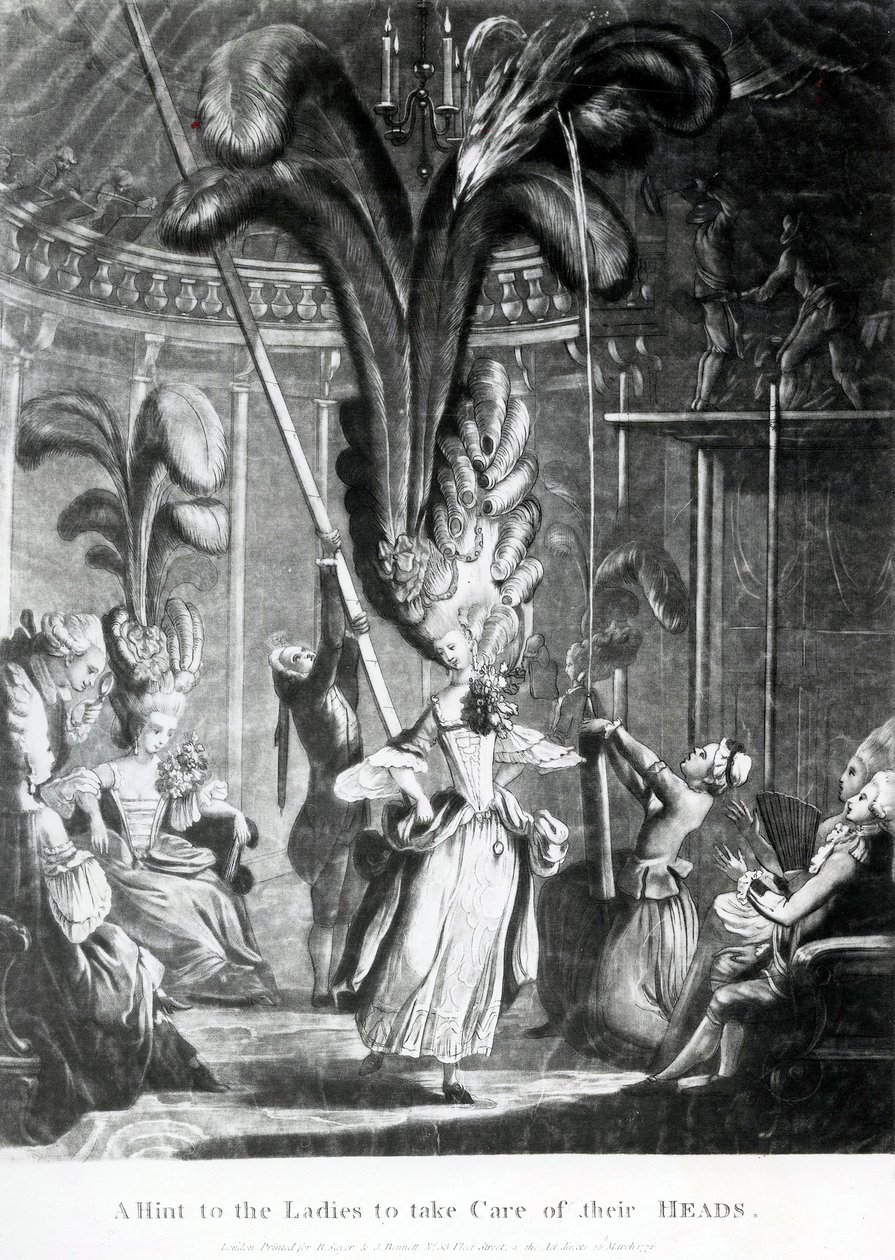 Una sugerencia a las damas para que cuiden sus cabezas, publicado por Sayer y Bennett (1774-1786), 1776 de Samuel Hieronymous Grimm
