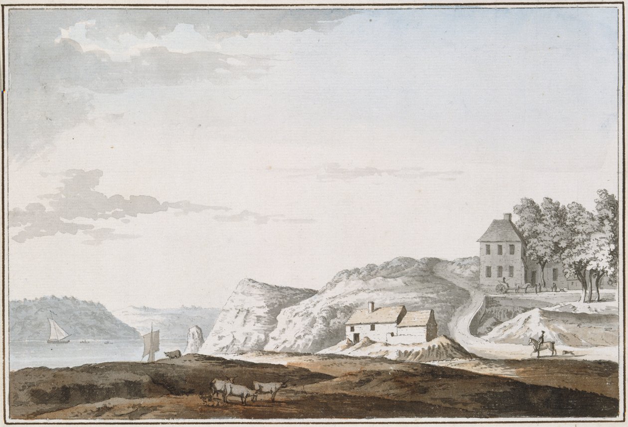 Aust Passage, Gloucestershire (acuarela y bodycolour sobre papel) de Samuel Hieronymous Grimm