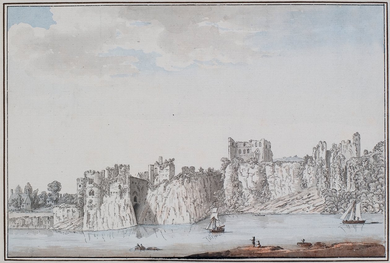Castillo de Chepstow (tinta y acuarela sobre papel) de Samuel Hieronymous Grimm