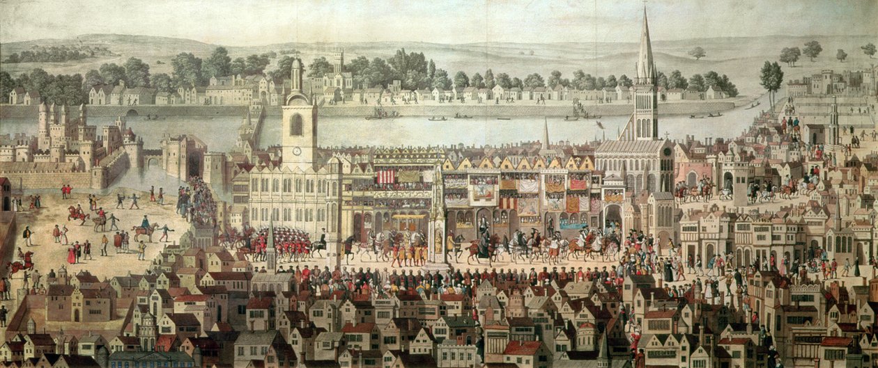 La procesión de coronación del rey Eduardo VI en 1547 de Samuel Hieronymous Grimm