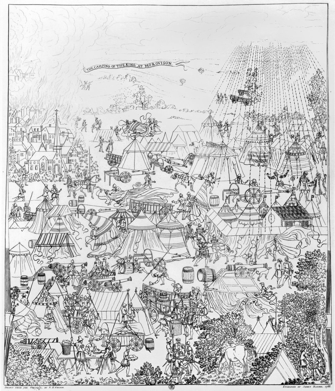 El campamento del rey Enrique VIII en Marquison, julio de 1544 de Samuel Hieronymous Grimm