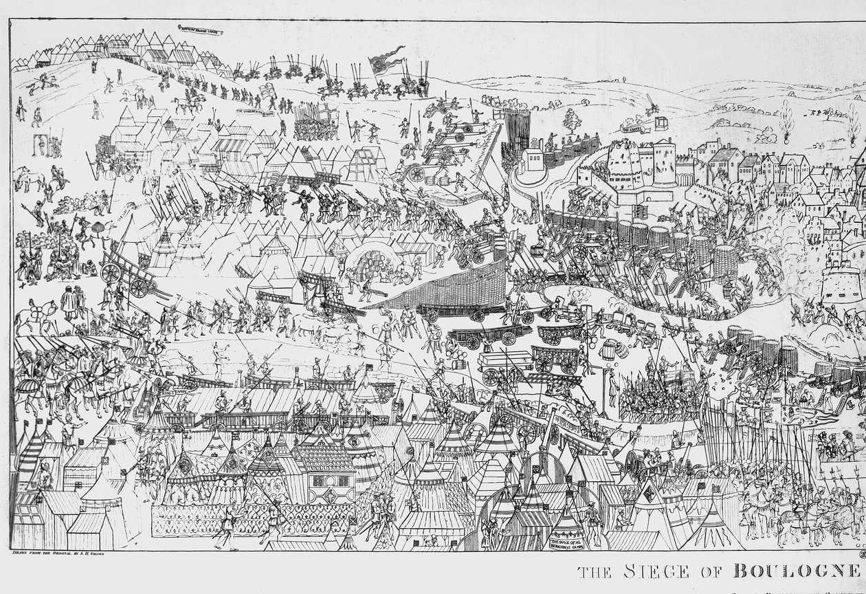 El sitio de Boulogne por el rey Enrique VIII en 1544, grabado por James Basire, 1788 de Samuel Hieronymous Grimm