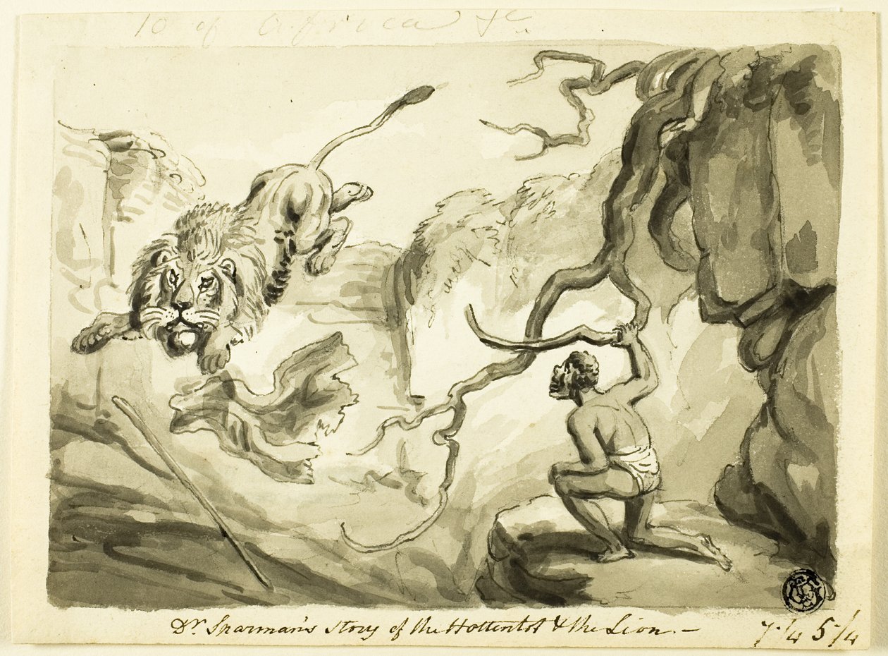 La historia del Dr. Sparman sobre el hotentote y el león de Samuel Howett