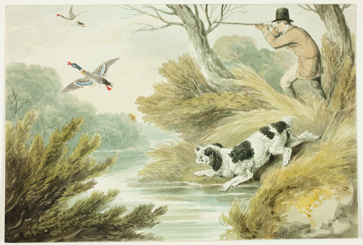Cazador con perro de caza de Samuel Howett