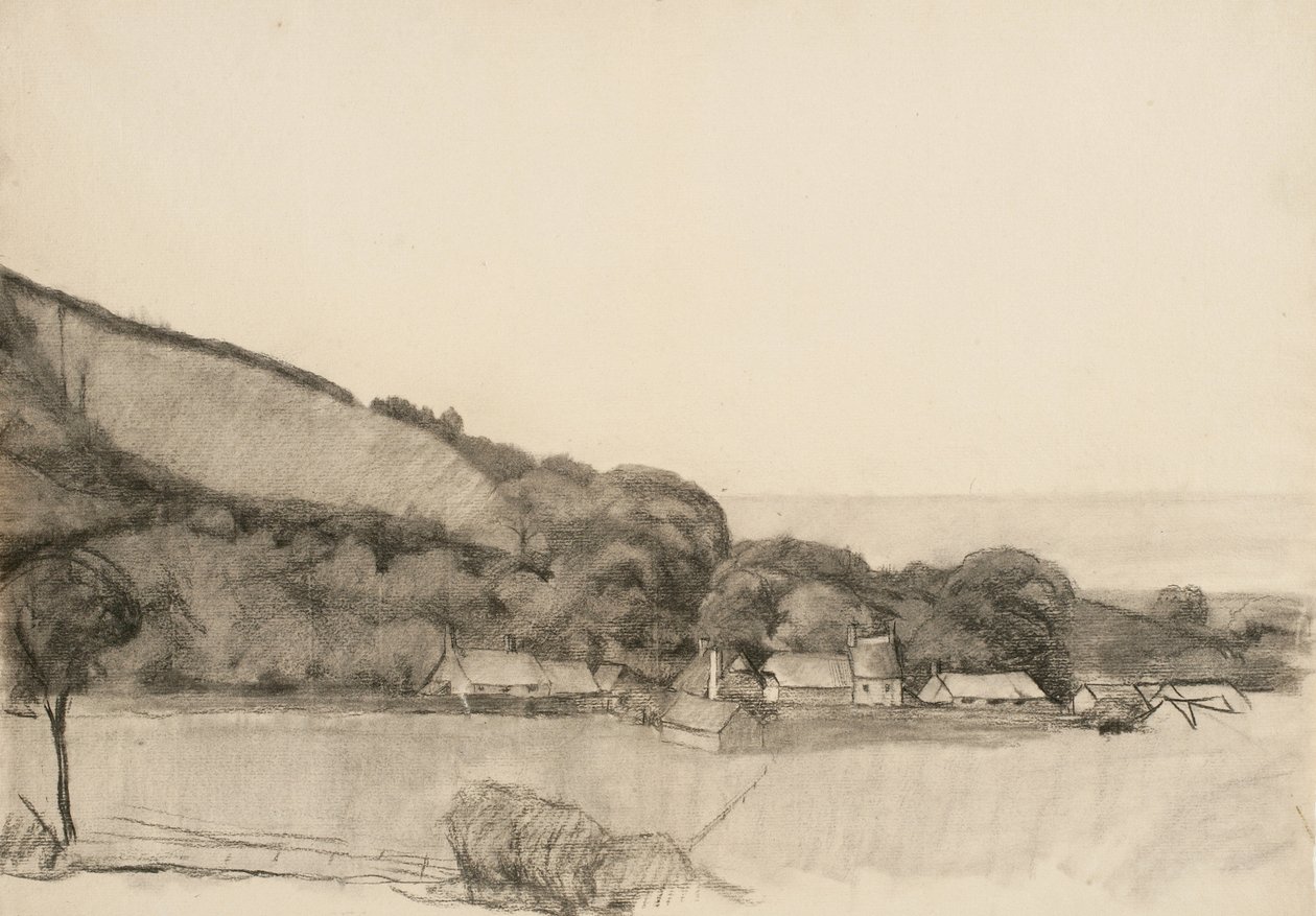 Paisaje con edificios de granja de Samuel Isham
