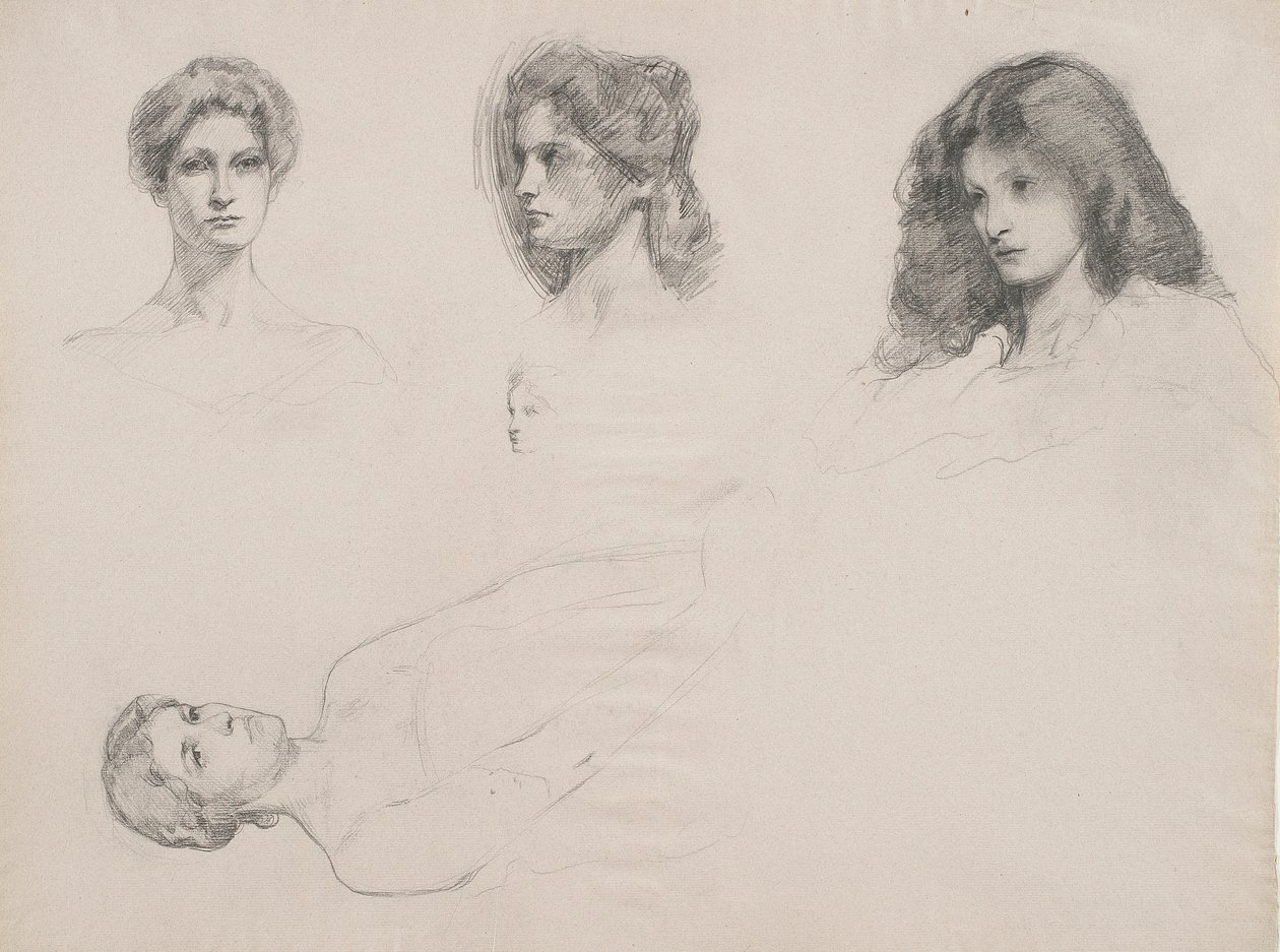 Boceto de cabezas femeninas de Samuel Isham