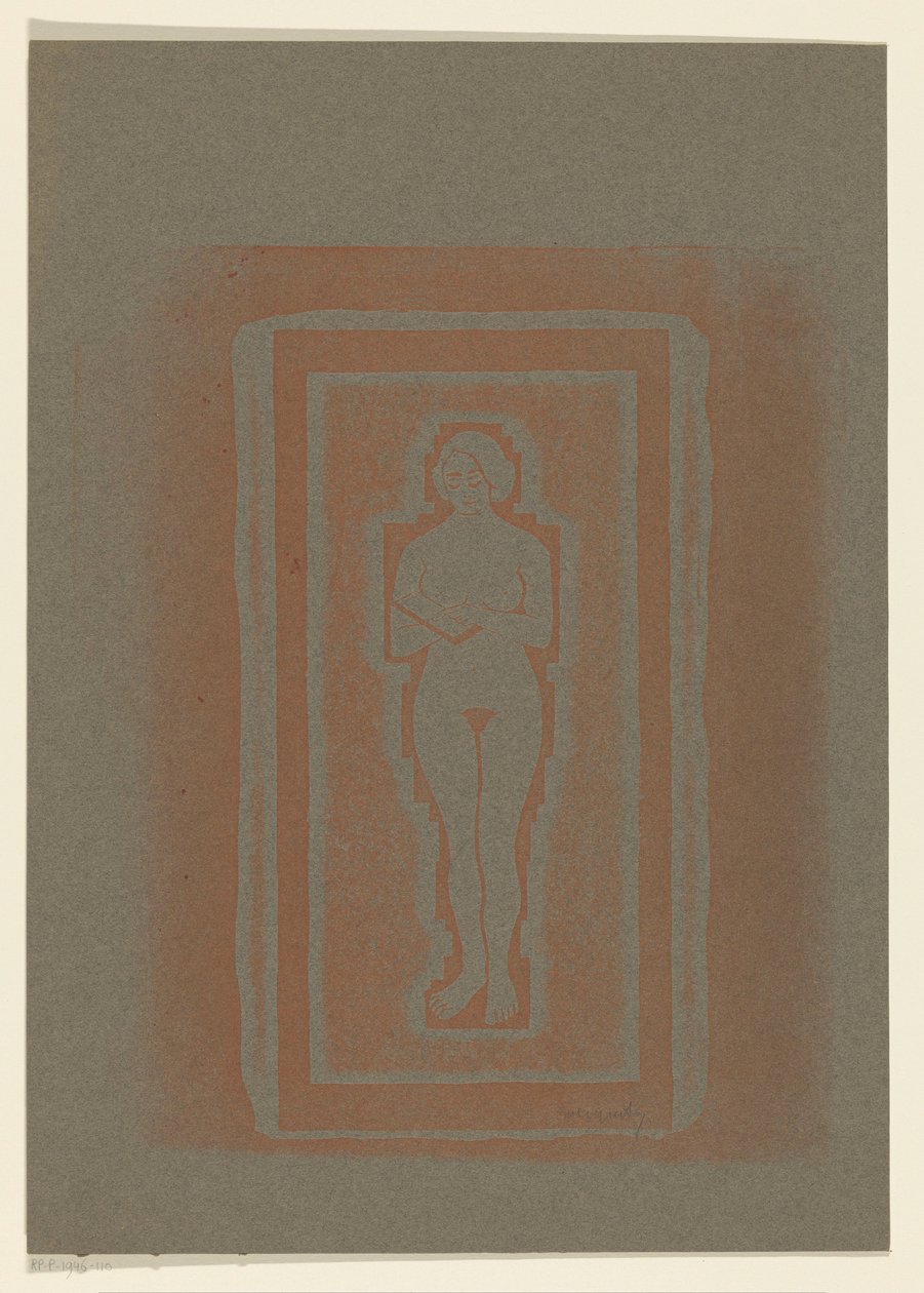 Desnudo con un libro o una losa de piedra en la mano de Samuel Jessurun de Mesquita (signed by artist)