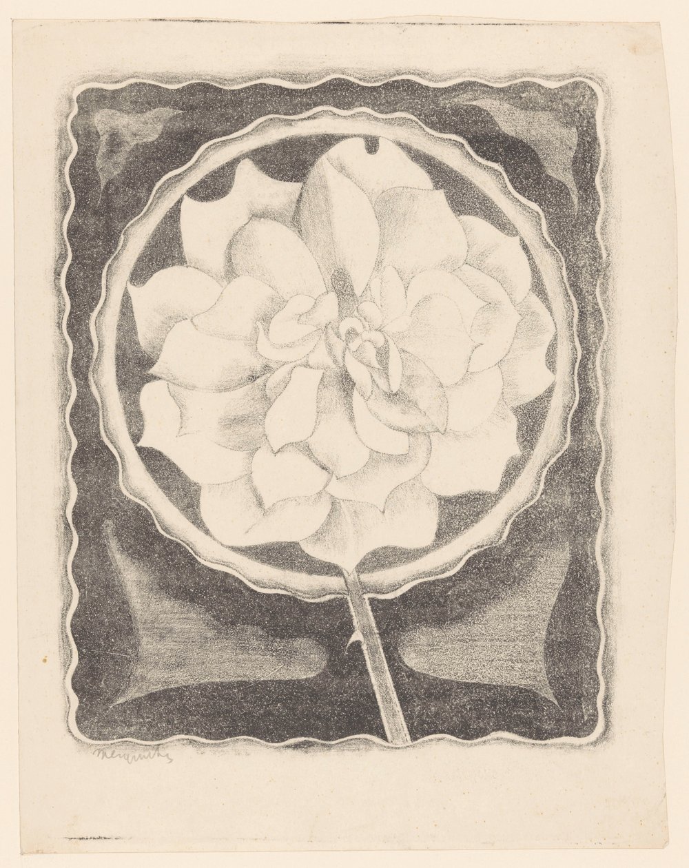 Rosa (en círculo, con borde ondulado) de Samuel Jessurun de Mesquita (signed by artist)