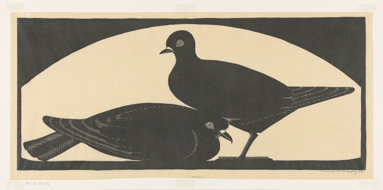 Dos palomas de Samuel Jessurun de Mesquita (signed by artist)