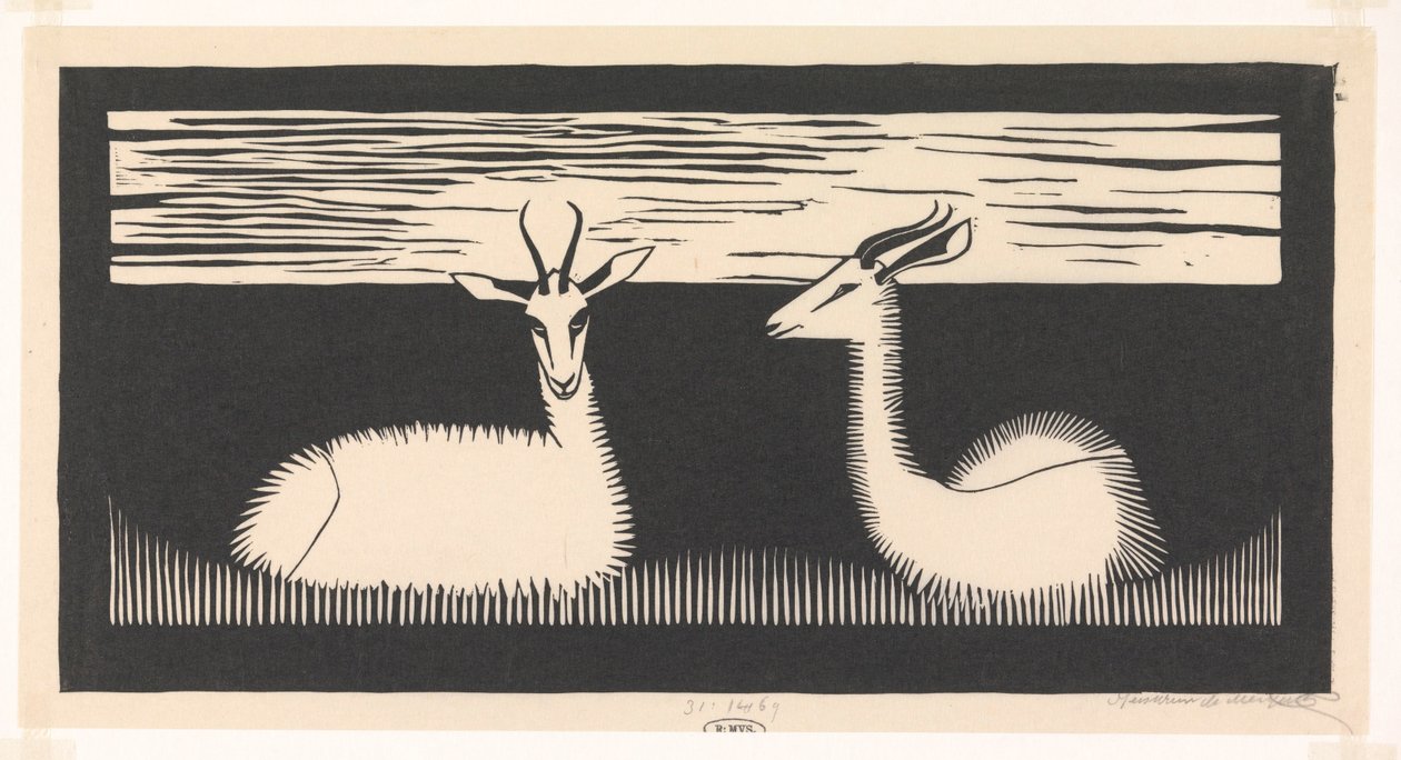 Dos gacelas de Samuel Jessurun de Mesquita (signed by artist)