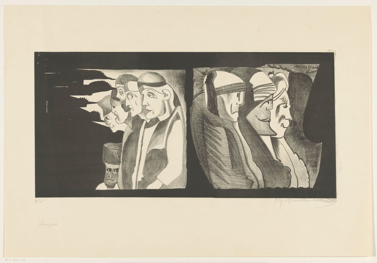 Dos grupos de figuras enfrentadas de Samuel Jessurun de Mesquita (signed by artist)