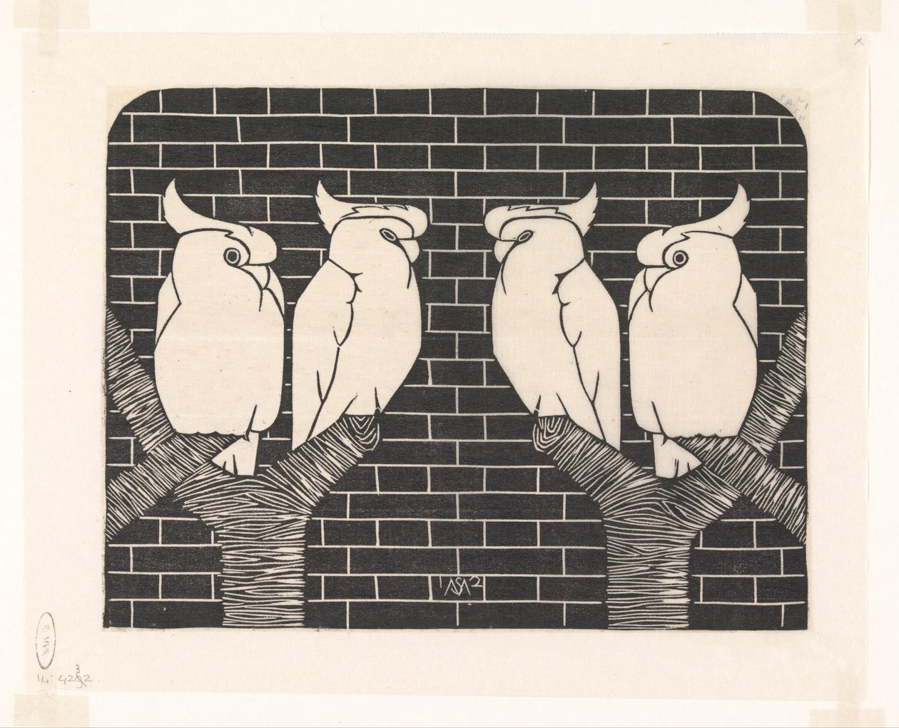Cuatro cacatúas coronadas de Samuel Jessurun de Mesquita (signed by artist)