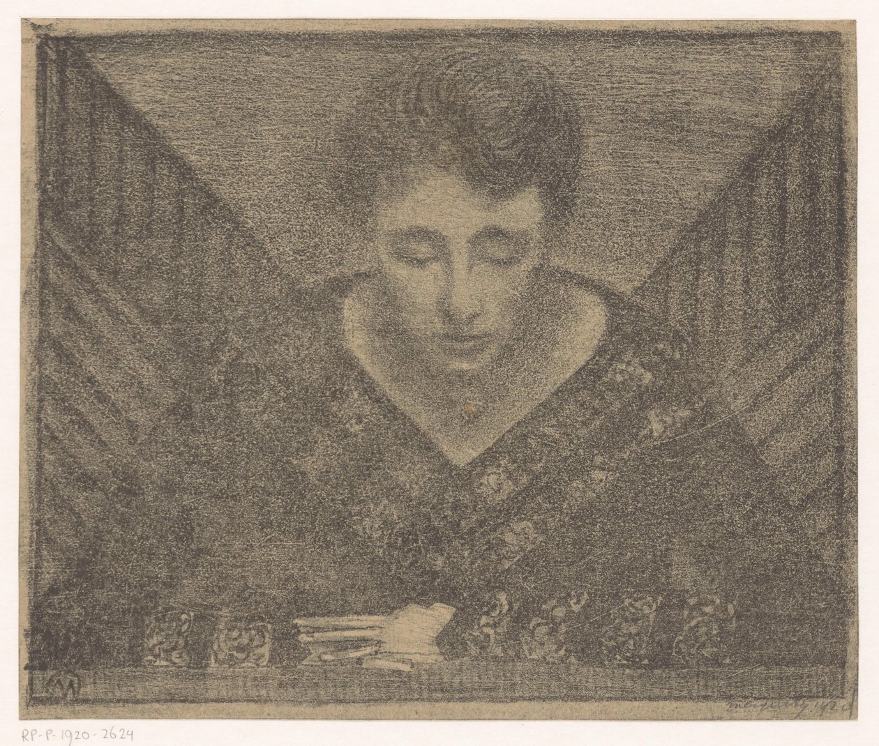 Mujer con cuello en V de Samuel Jessurun de Mesquita (signed by artist)
