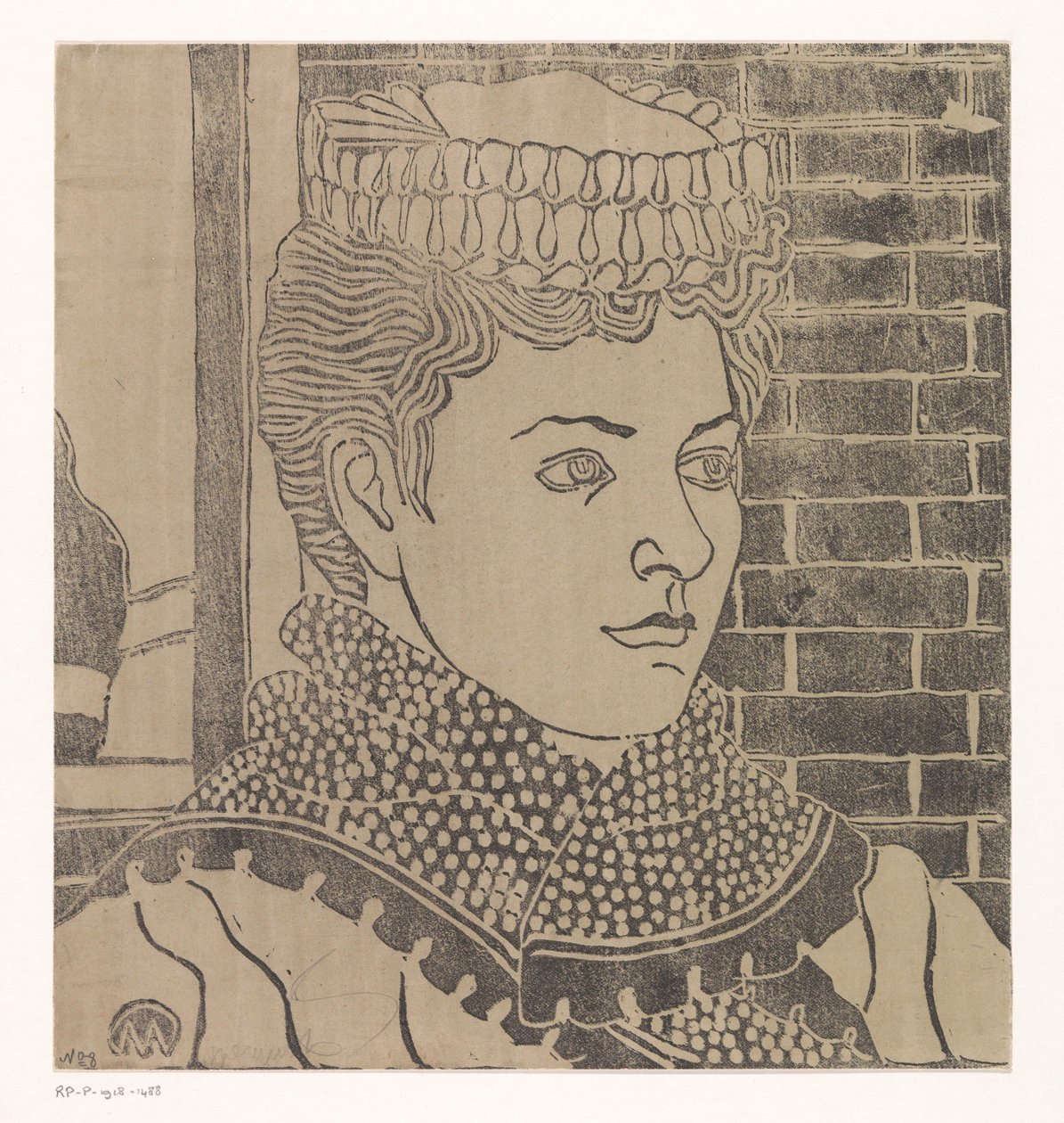 Mujer con sombrero de sirvienta de Samuel Jessurun de Mesquita (signed by artist)