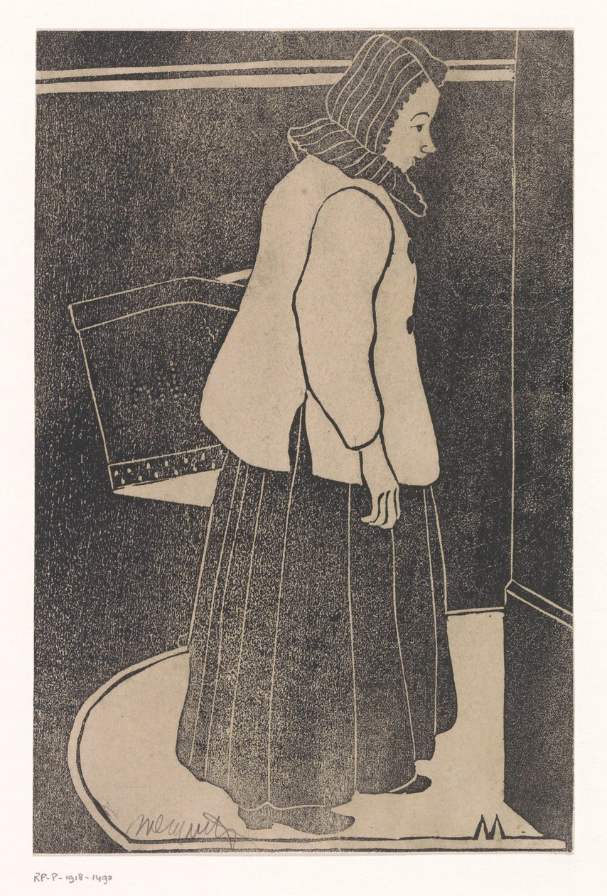 Mujer con caja o cesta de Samuel Jessurun de Mesquita (signed by artist)