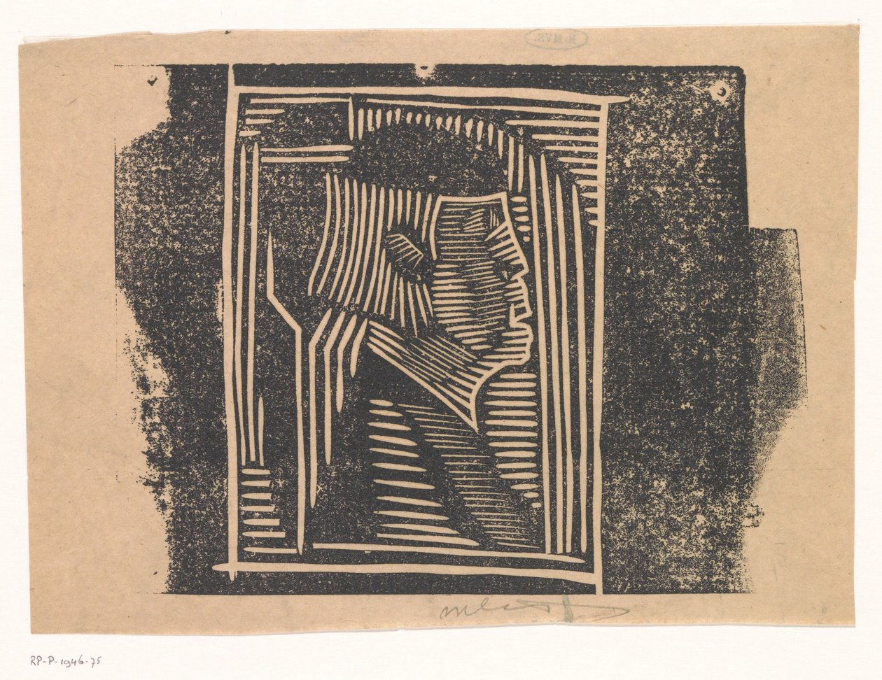Cabeza de fantasía: cabeza de perfil en sombreado de Samuel Jessurun de Mesquita