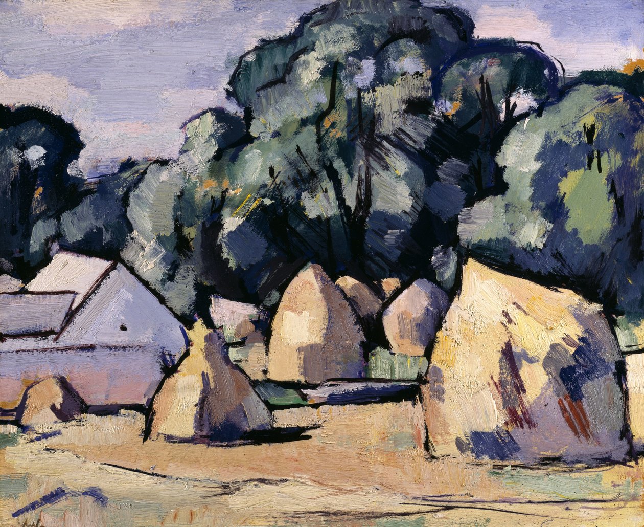 Edificios de la granja de Laggan, cerca de Dalbeattie (óleo sobre tabla) de Samuel John Peploe