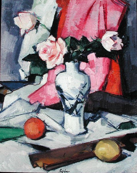 Rosas en un jarrón japonés, c.1923 de Samuel John Peploe