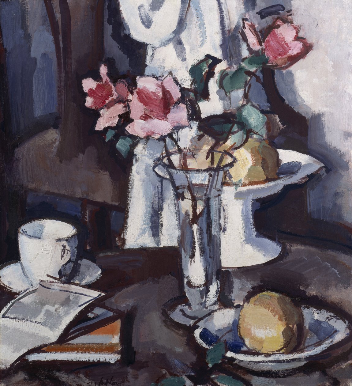 Naturaleza muerta con rosas rojas, c.1931 (óleo sobre lienzo) de Samuel John Peploe