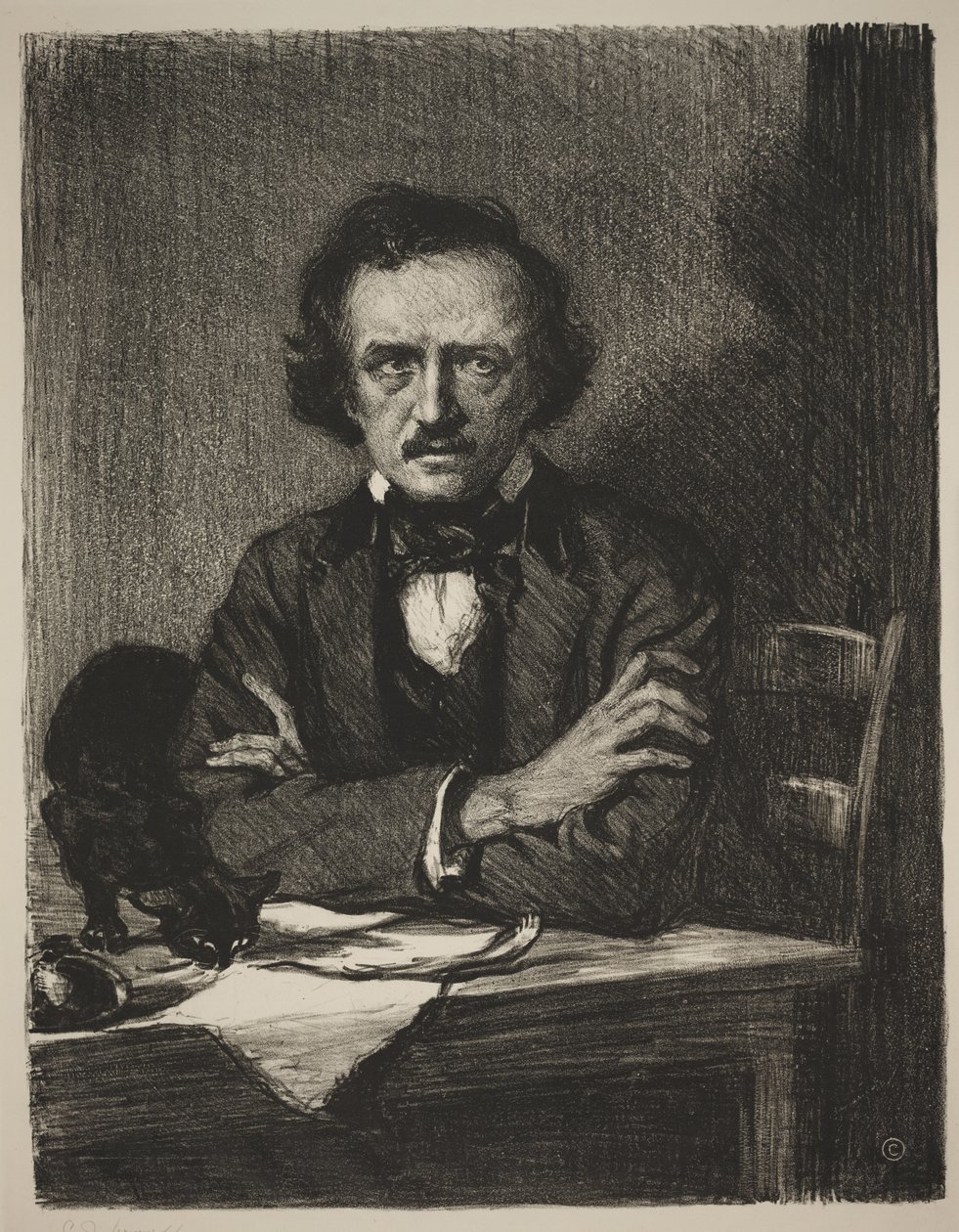 Edgar Allan Poe (litografía) de Samuel Johnson Woolf