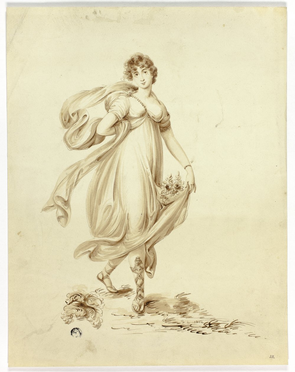 Joven mujer portando flores de Samuel Lane
