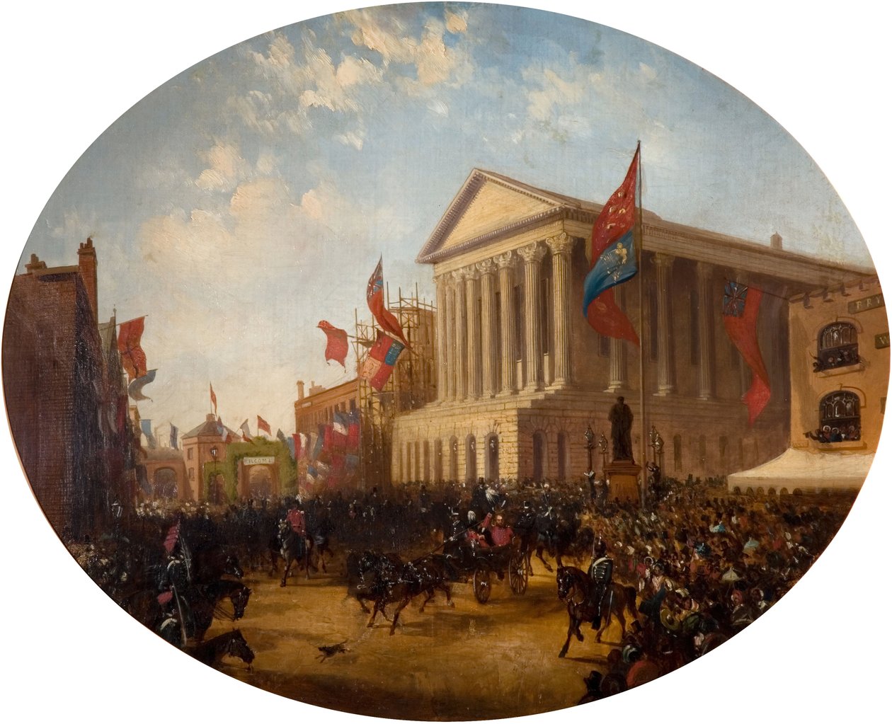 El duque de Cambridge saliendo del Ayuntamiento, Birmingham, 1857 de Samuel Lines