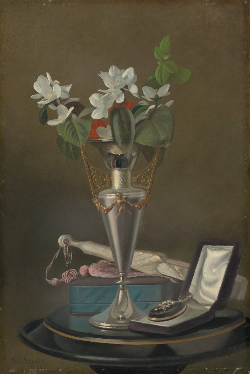 Naturaleza muerta con abanico y colgante de Samuel Marsdon Brookes