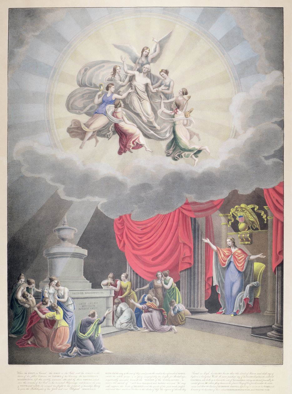 La apoteosis de Washington, grabado por H. Weishaupt de Samuel Moore