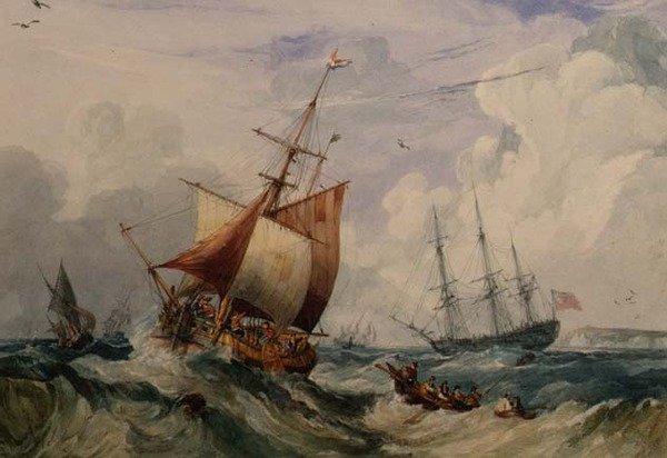 Un barco pesquero francés en un oleaje frente a Dover de Samuel Owen