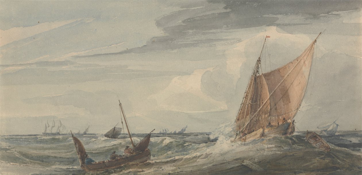 Barcos en un mar tormentoso de Samuel Owen