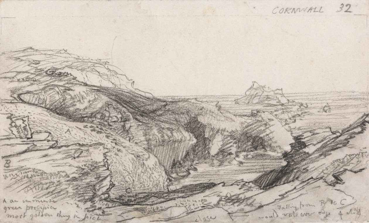 Una página de un cuaderno de bocetos de Cornualles: Cornualles 32 de Samuel Palmer