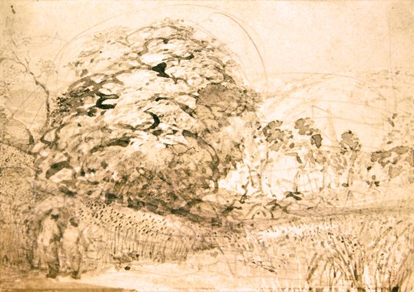 Un camino a través de un campo de maíz, c.1832-33 de Samuel Palmer