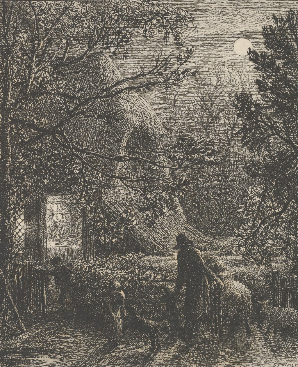 Navidad, o doblando la última oveja, 1850 de Samuel Palmer