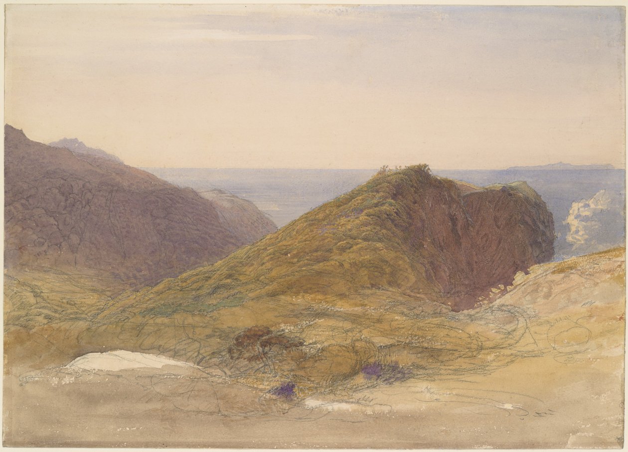En la costa norte de Devon, la isla de Lundy a lo lejos de Samuel Palmer